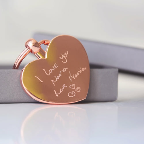 Hearts Forever Keychain With Handwriting Engraving