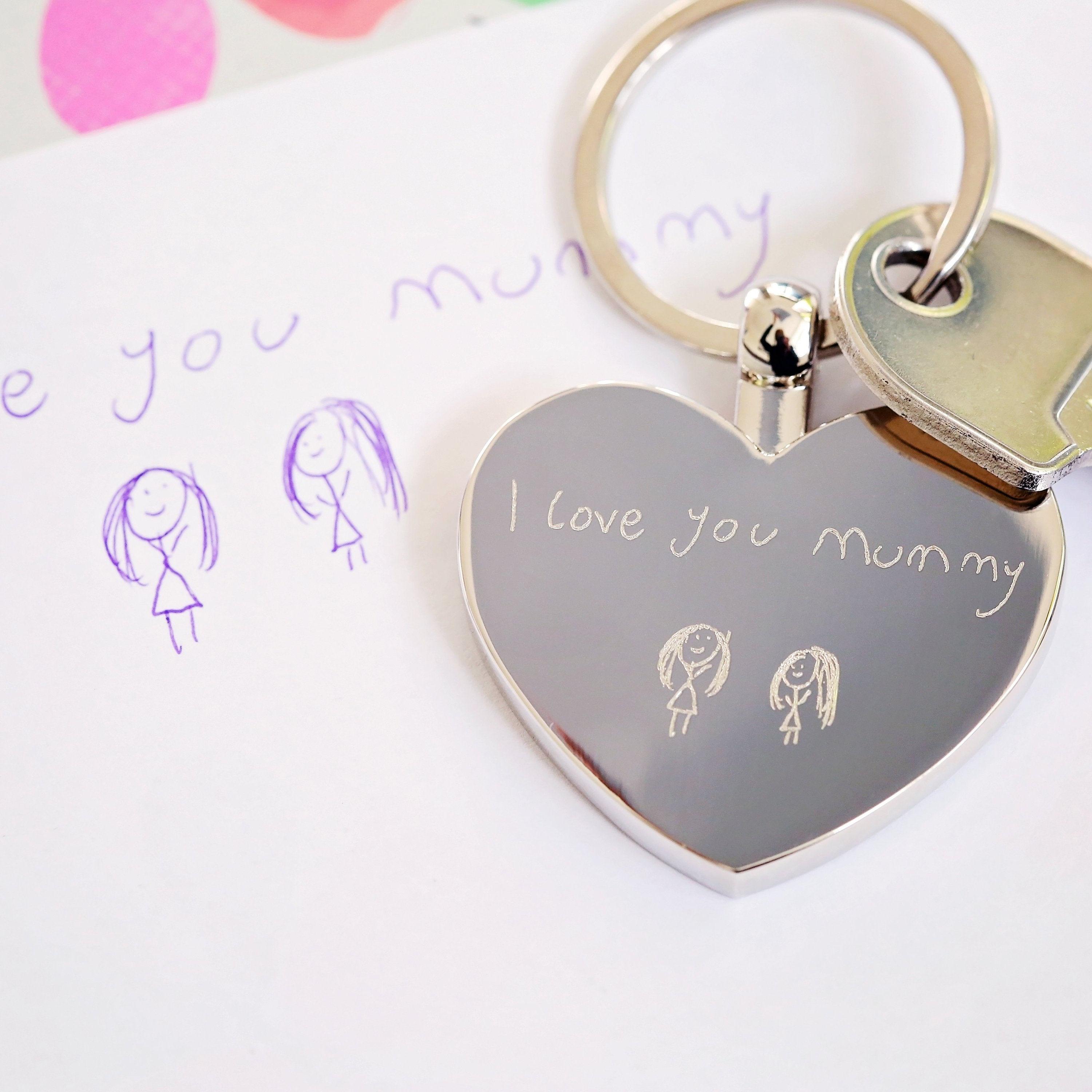 Hearts Forever Keychain With Handwriting Engraving